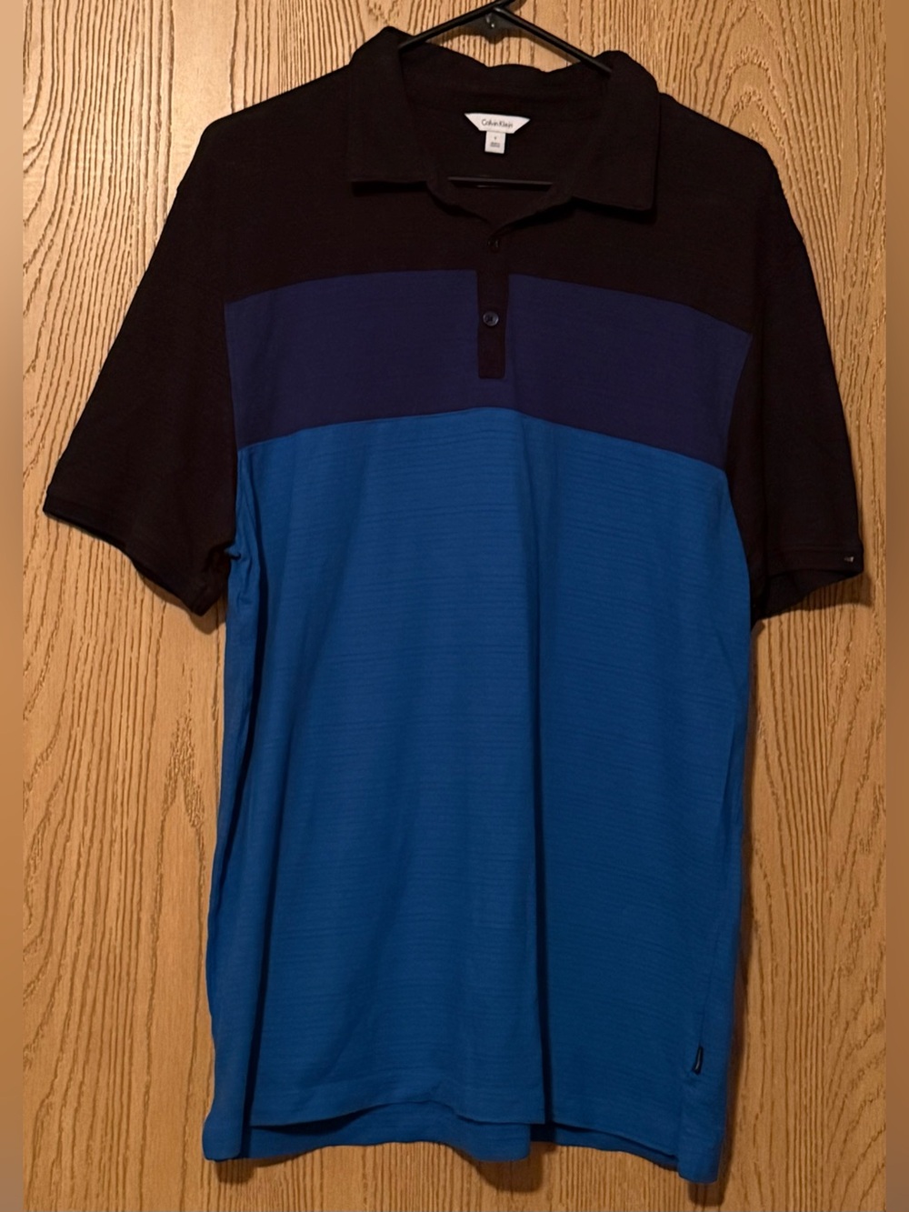 Calvin Klein Black, Navy & Bright Blue Colorblock Polo